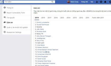 3 người Việt được Facebook vinh danh top 100 “cao thủ” bảo mật toàn cầu