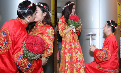 Ông Cao Thắng và Đông Nhi bất ngờ “tổ chức đám cưới” tại sân bay, trao nhẫn 'siêu khủng”