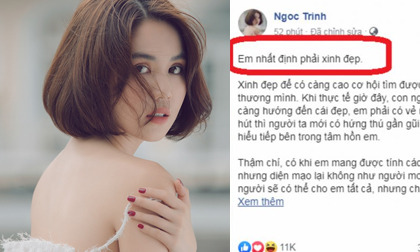 Ngọc Trinh buông lơi dây áo gợi cảm, triết lý: 'Nhất định phải xinh đẹp'