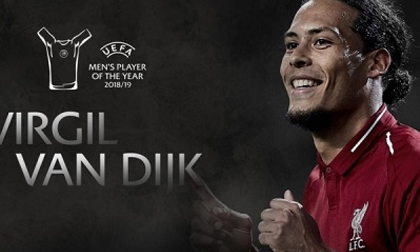 Đánh bại Ronaldo và Messi, Van Dijk giành giải Cầu thủ xuất sắc nhất của UEFA
