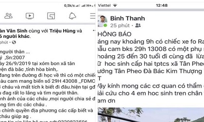 Thực hư chuyện 3 cháu học sinh bị mất tích ở Hoà Bình? 