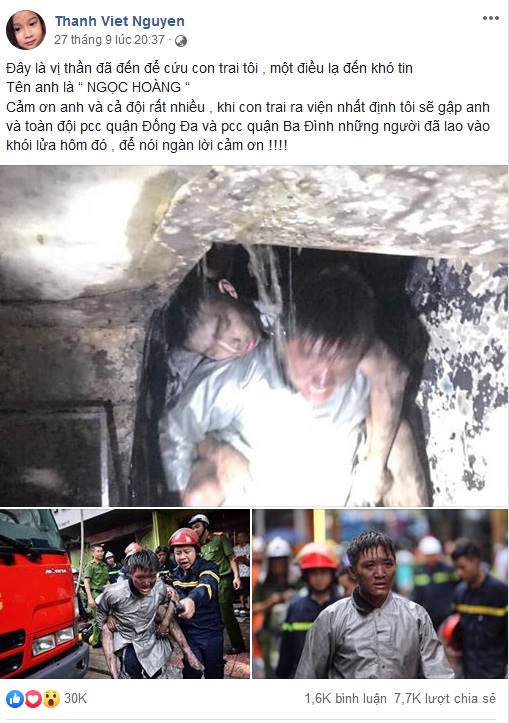 con phuc hoi ky dieu, bo gui loi cam on den chien si pccc dung cam nhu 