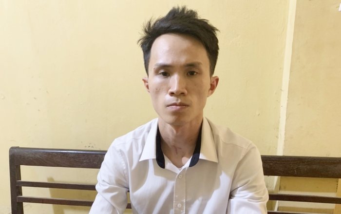 Đối tượng Lê Thành Hưng tại cơ quan điều tra.