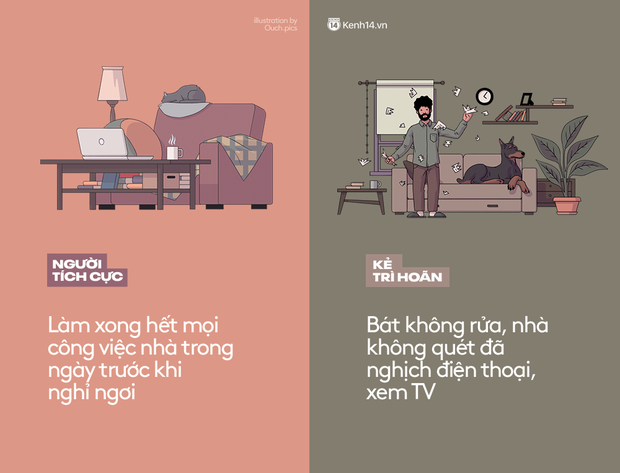 '. Đây chính là những khác nhau dễ thấy nhất giữa người làm việc hiệu quả và kẻ lúc nào cũng thích trì hoãn .'