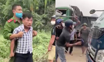 Nhóm côn đồ cầm phóng tấn công tài xế trước mặt công an