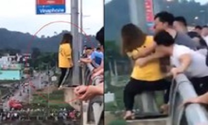 Nhóm thanh niên ngăn cô gái nhảy cầu