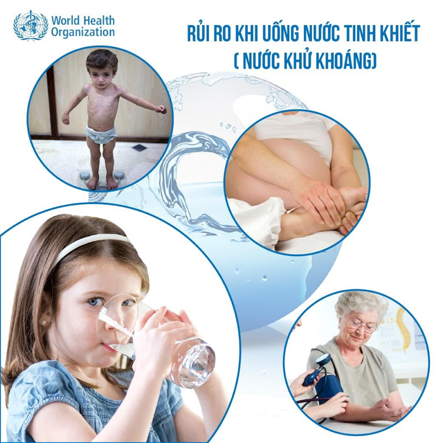 '. Cảnh báo của WHO trong việc sử dụng nước tinh khiết .'