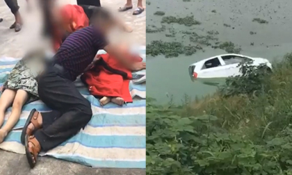 Ông nội bị mất lái chở 2 cháu lao thẳng xuống sông, cảnh tượng người nhà đến hiện trường gào khóc bên 2 thi thể nhỏ gây đau lòng