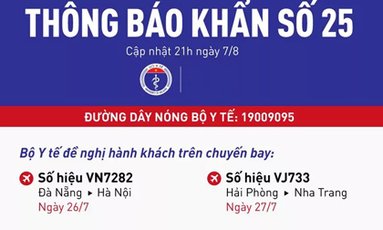 Thông báo khẩn liên quan đến 2 chuyến bay ở 4 thành phố lớn