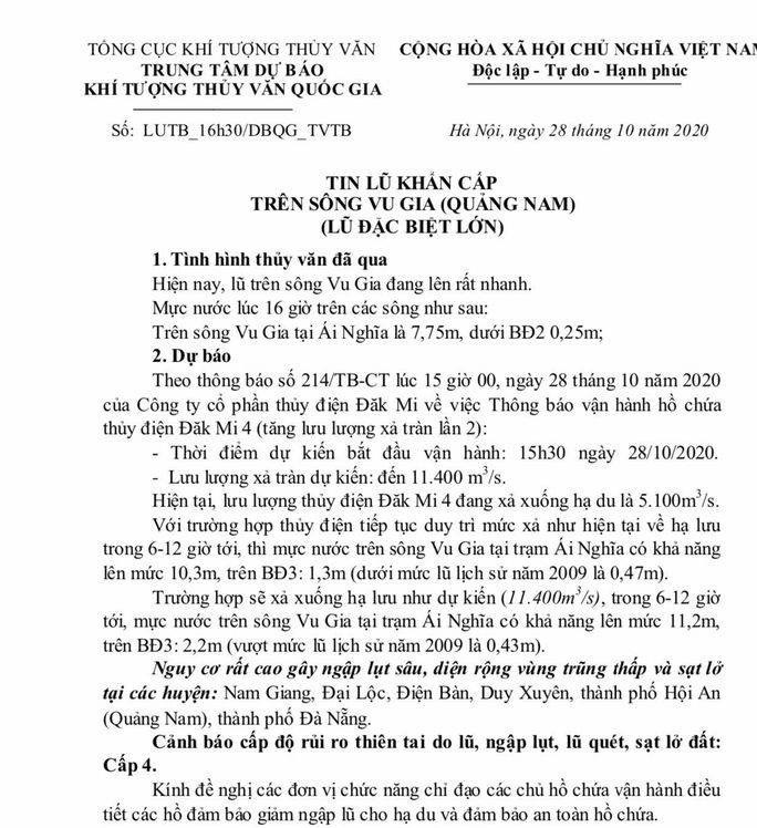 NÓNG: Thủy điện Đak Mi 4 có thể xả lũ đến 11.400 m3/giây, Quảng Nam đối diện lũ lịch sử - Ảnh 3. NÓNG: Thủy điện Đak Mi 4 có thể xả lũ đến 11.400 m3/giây, Quảng Nam đối diện lũ lịch sử - Ảnh 3.