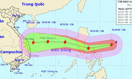 Siêu bão Goni sức gió tới 220 km/giờ di chuyển nhanh vào Biển Đông