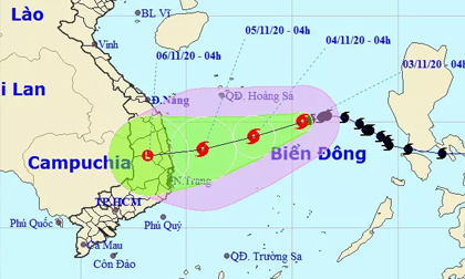 Bão số 10 giật cấp 11 hướng vào các tỉnh Quảng Ngãi đến Khánh Hòa