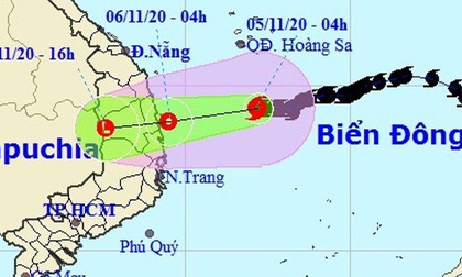 Bão số 10 sẽ suy yếu thành áp thấp nhiệt đới trên vùng biển Quảng Ngãi - Phú Yên