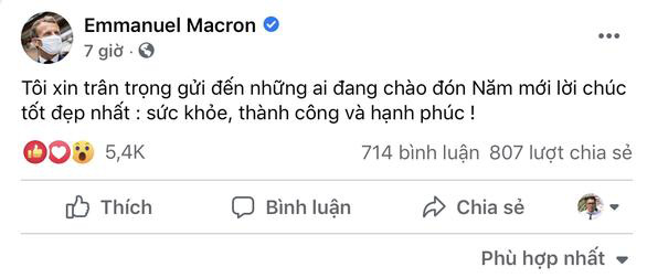 Thông điệp chúc tết bằng tiếng Việt của Tổng thống Pháp nhận 'bão like'