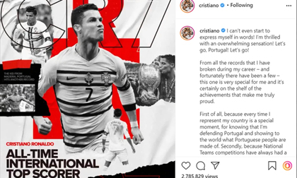 Ronaldo viết 'tâm thư' xúc động sau khi trở thành chân sút vĩ đại nhất cấp ĐTQG