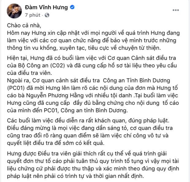 Nóng: Đàm Vĩnh Hưng xác nhận đã làm việc với cơ quan chức năng, tuyên bố cực căng về vụ kiện tụng với bà Phương Hằng! - Ảnh 2. Nóng: Đàm Vĩnh Hưng xác nhận đã làm việc với cơ quan chức năng, tuyên bố cực căng về vụ kiện tụng với bà Phương Hằng! - Ảnh 2.