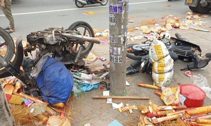 Xe tải 'điên' tông nhiều xe máy trên Quốc lộ 13, 3 người bị thương nặng