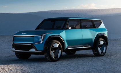 SUV điện Kia EV9 lộ diện: Màn hình trung tâm 27 inch, đi xa 480km, đối đầu VinFast VF e36