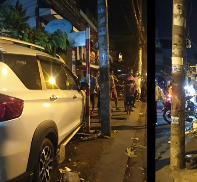 Tài xế nghi say xỉn lái ô tô lao vào quán nhậu ở TP.HCM, nhiều người bị thương - Ảnh 1.