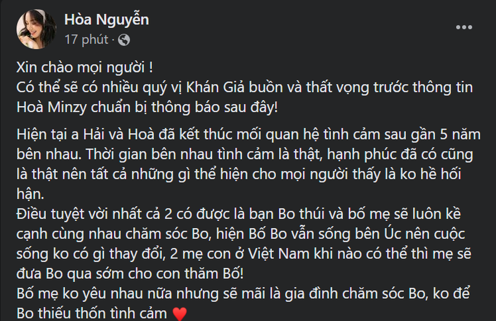 Hòa Minzy thừa nhận đã chia tay bạn trai: Không đòi hỏi, không nhận gì sau chia tay! - Ảnh 1. Hòa Minzy thừa nhận đã chia tay bạn trai: Không đòi hỏi, không nhận gì sau chia tay! - Ảnh 1.