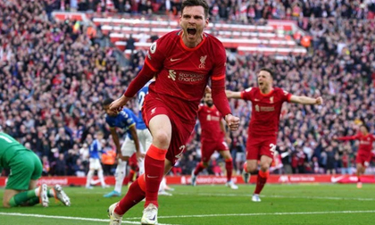 Liverpool thắng nghẹt thở derby Merseyside, đẩy Everton xuống khu vực 'cầm đèn đỏ'