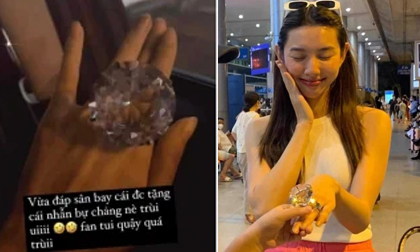 Thùy Tiên được cầu hôn bằng nhẫn kim cương 'khủng' ngay khi vừa về đến Việt Nam
