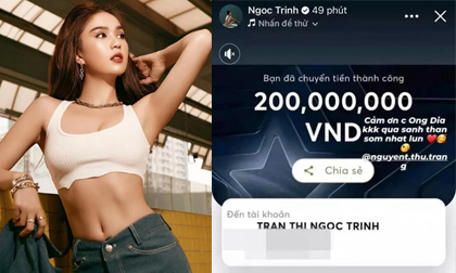 Ngọc Trinh được bạn chuyển khoản 'sương sương' 200 triệu làm quà chúc mừng