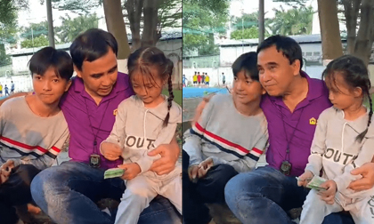 MC Quyền Linh tặng cả xấp tiền cho hai em nhỏ khó khăn, hành động thân thiện gây xúc động