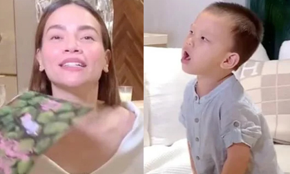 Hà Hồ bất lực khi đang livestream nhưng bị con trai Leon yêu cầu 'đừng nói nữa'