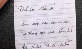 Người đàn ông lao đầu vào ô tô tự tử nhưng bất thành, nội dung bức thư tìm thấy trong túi áo gây xúc động mạnh Người đàn ông lao đầu vào ô tô tự tử nhưng bất thành, nội dung bức thư tìm thấy trong túi áo gây xúc động mạnh