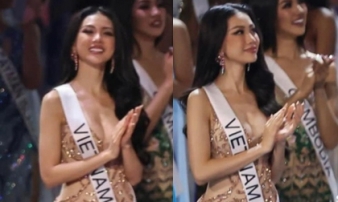 Rộ ảnh Bùi Quỳnh Hoa trên sân khấu Miss Universe sau khi trượt Top 20, biểu cảm gây chú ý