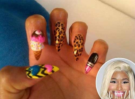 Nicki Minaj thích mẫu nail màu mè chẳng khác gì phong cách của cô