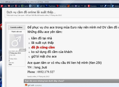 Lợi nhuận lớn, cầm đồ online chào mời hấp dẫn