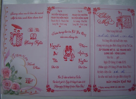 Thiệp mời đám cưới của chú rể Phạm Hoàng Nghĩa và Nguyễn Bé Nhi