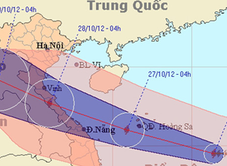 Đường đi của bão số 8 (Ảnh NCHMF)