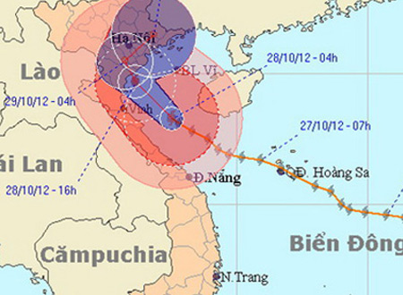  Bão số 8 tiếp tục tăng lên một cấp trước khi đổ bộ vào Thái Bình - Nghệ An (Ảnh: NCHMF)