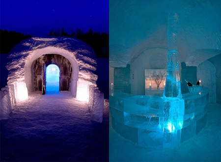 Khách sạn Sorrisniva Igloo Hotel ở Alta, Na Uy. Khách sạn này được... tái xây dựng mỗi năm kể từ năm 2000