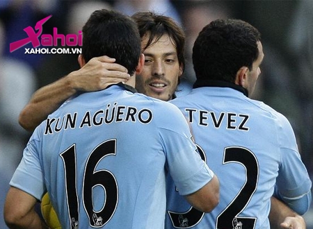 Bộ 3 Silva, Tevez, Aguero mang về thắng lợi cho Man xanh trước Aston Villa