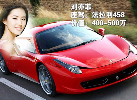 Lưu Diệc Phi thời gian này thường lái chiếc Ferrari 458 sang trọng ra ngoài gặp gỡ bạn bè hay đi ăn tối.