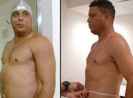 Ronaldo (trái) cách đây 3 tháng và hiện tại (phải)