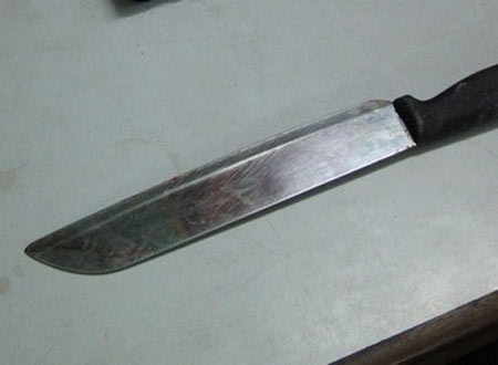 Con dao của đối tượng Huy dùng để sát hại nạn nhân