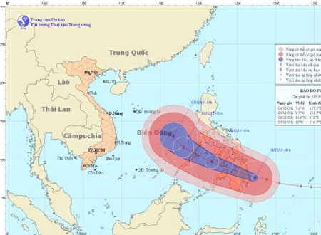 Đường đi và vị trí cơn bão 