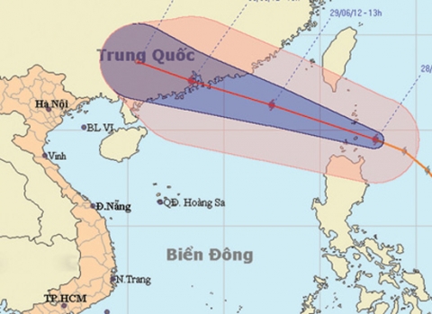 Bản đồ dự báo đường đi của bão Chim Ưng - (Nguồn: Trung tâm dự báo khí tượng thủy văn T.Ư)