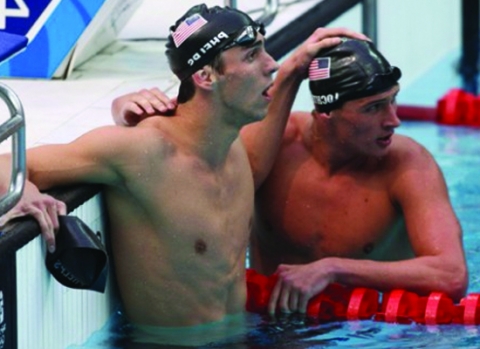 Michael Phelps và đồng đội Lochte tại giải Indianapolis Grand Prix 2012