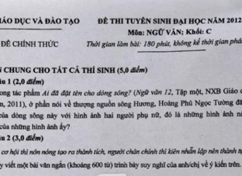 Đề thi môn Ngữ văn khối C 2012