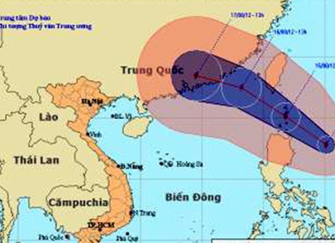 Bão Kai-Tak đang hoạt động ngoài khơi biển Đông, gây thời tiết xấu cho vùng biển phía đông bắc biển Đông (Ảnh: NCHMF)