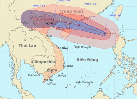 Hình ảnh dự báo đường đi của bão số 5