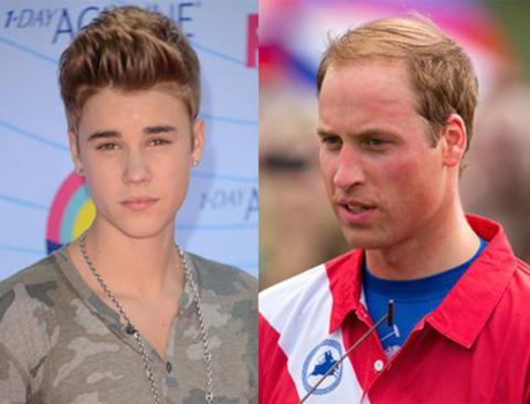 Justin đã thẳng thừng chê đầu hói của Hoàng tử William.