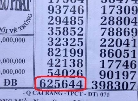 Tờ vé dò trúng thưởng (vòng đỏ) giải đặc biệt 1,5 tỷ đồng, làm rúng động cả Cần Thơ