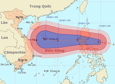 Vị trí và hướng di chuyển của bão Nari - Nguồn: Trung tâm dự báo khí tượng thuỷ văn Trung ương